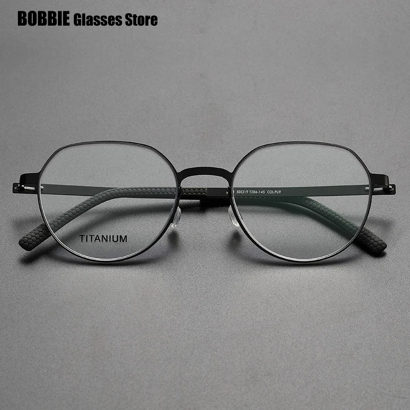 

Screwless Glasses Frame Round Men's Eyeglasses German Ultra Light Eyewear Myopia Prescription Lens Denmark Spectacles Designer