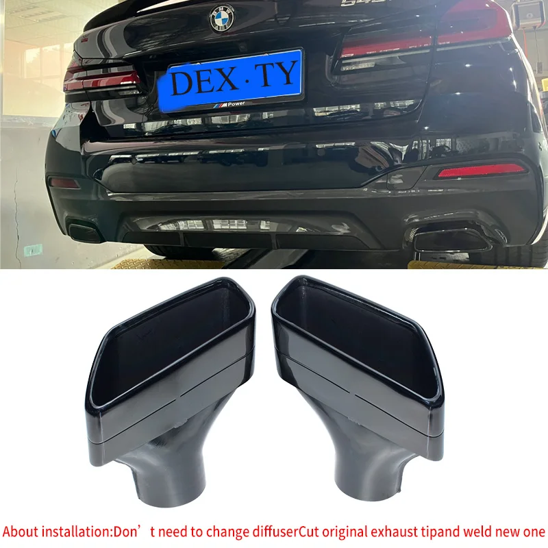 

For BMW G30 G31 520i 530i 528i Upgrade 5 Series Car 304 Stainless Steel Exhaust Tip Black Plated Rectangle Muffler Tail Pipe