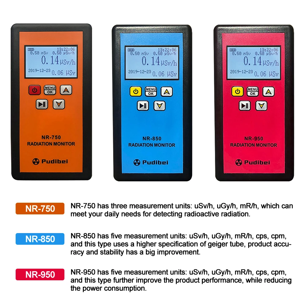 NR-750 850 950 Handheld Nuclear Radiation Detector LCD Display Household Radioactive Tester Geiger Counter &beta; Y X-ray Detection