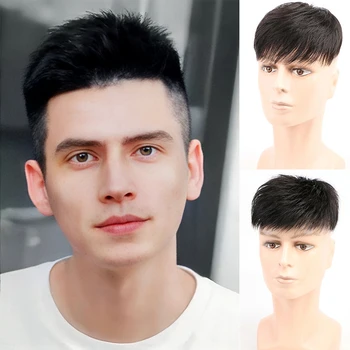Parrucchino sintetico per capelli da uomo Parrucca da uomo mono fine Protesi capillare durevole Parrucche da uomo fatte a mano Sistema Tupee Densità del 130%
