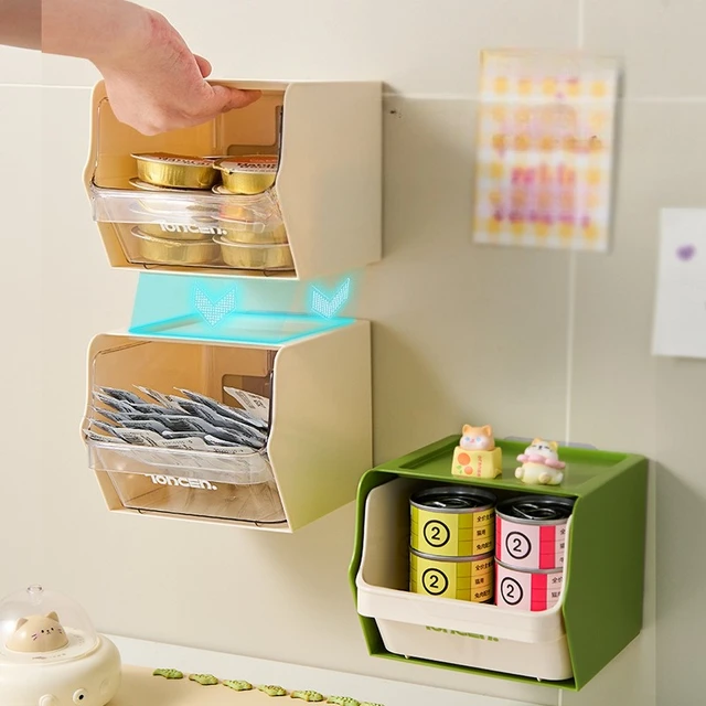 Pet cat canned food storage box cat strips dried meat sorting box wall mounted cat supplies large capacity storage box 4