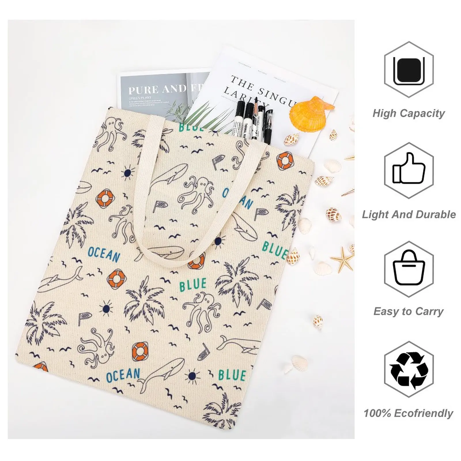 Women Shopping Bag Shopper Canvas Grocery Tote Recycle Bag Shopper Bag Tote Customized Canvas Bags Cute Shoulder Bag