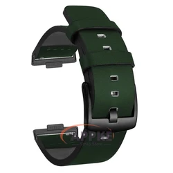 Premium Leather Strap Replacement for Smartwatches - Elegant and Durable Watch Accessory (Green black)