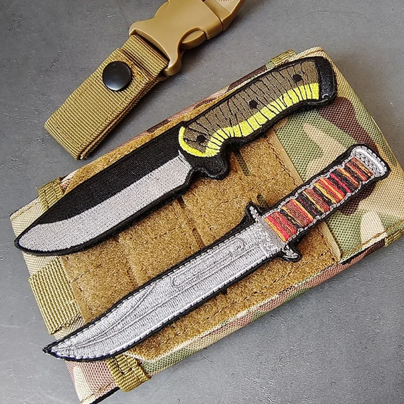 

Personalized Knife Shape Embroidered Patch Tactical Morale Badges Armbands Punk Appliques DIY Patches for Clothing Bags Jackets