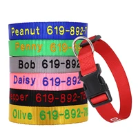 Adjustable Nylon Embroidered Dog Collar Custom ID Name Accessories Pet Collars For Small Medium Large Dogs Pets Supplies Perro 5