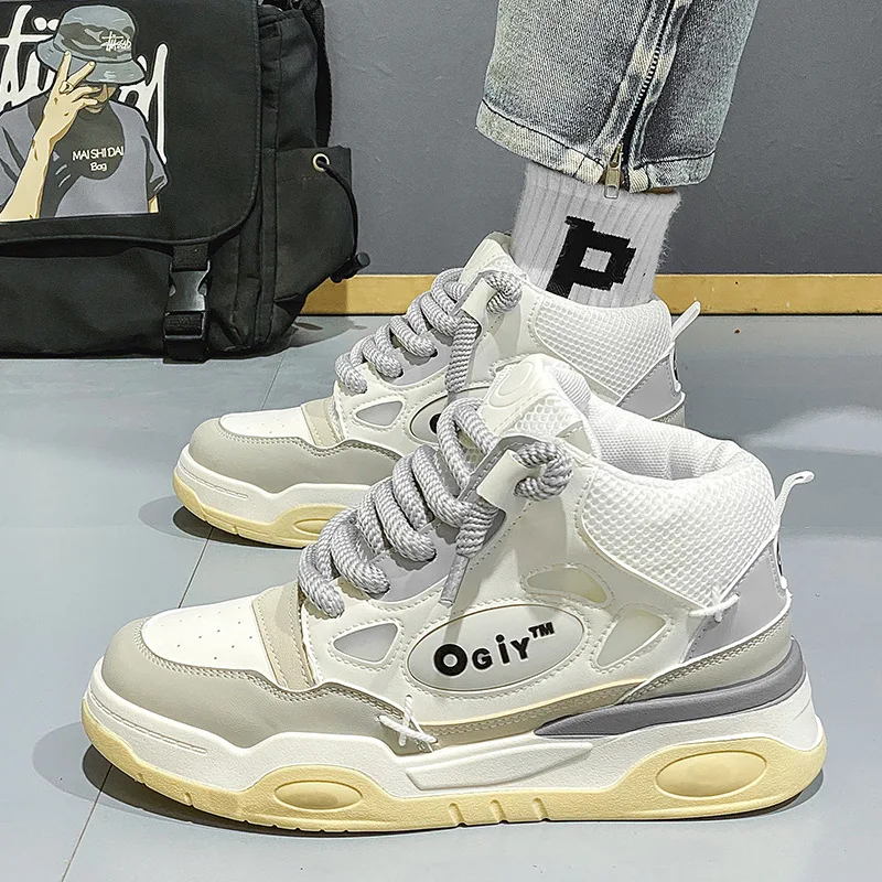Sports Shoes Casual Sneakers Winter Platform Skateboarding Shoes Man Fashion High Top Casual Leather Sneakers Men Streetwear Men's Skateboard Shoes