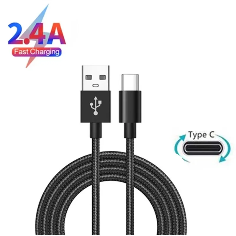 Caricabatterie Dati Usb Di Ricarica Tipo C Intrecciato In Tinta Unita Per Nexus 6P 5X Samsung Galaxy S8 S9 A3 A5 A7 2017 A320F A520F A720F