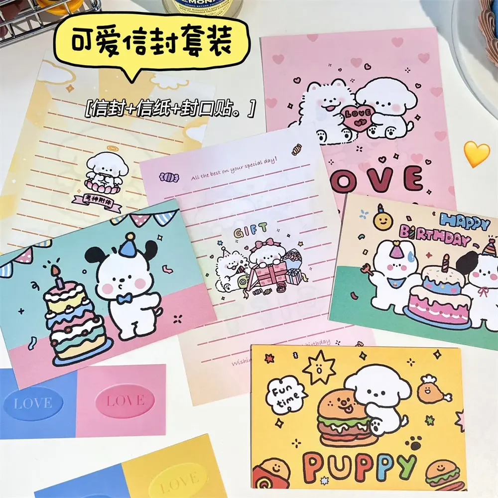 

1Set Cute Puppy Envelope Set Classical Writable Letter Paper Sealing Sticker Bless Envelope Set To Lover Friend Stationery