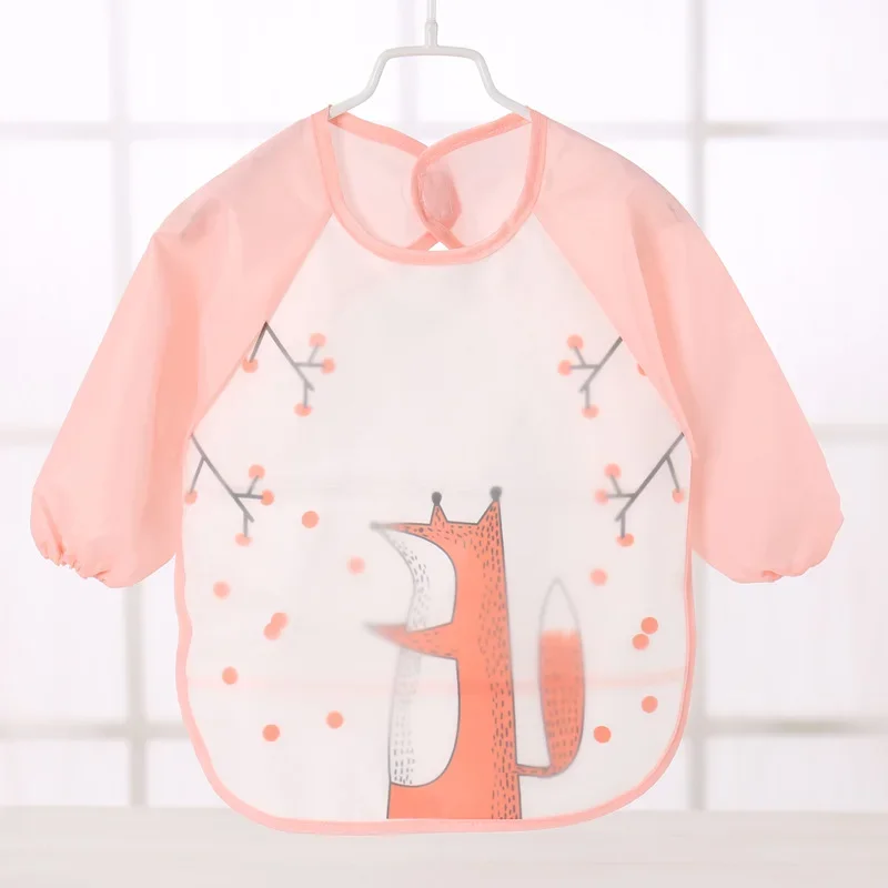 Baby Bibs Double-layer EVA Waterproof Long Sleeve Baby Bandana Feeding Bibs Toddler Boys Girl Cartoon Burp Cloths Cheap Stuff