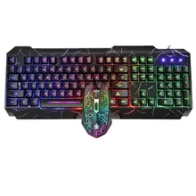 FOR Gaming Keyboard Mouse LED Luminous Gamer Kit USB Wired Keypad MultiMedia RGB Backlit Mouse And Keyboard Combos For PC