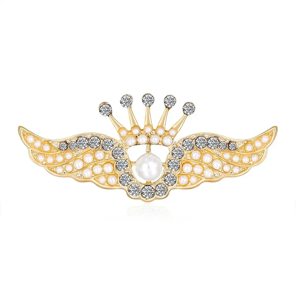 

30 Pcs/Lot Vintage Gold Tone Women Jewelry Crystal Angel Wing Crown Brooch Pins