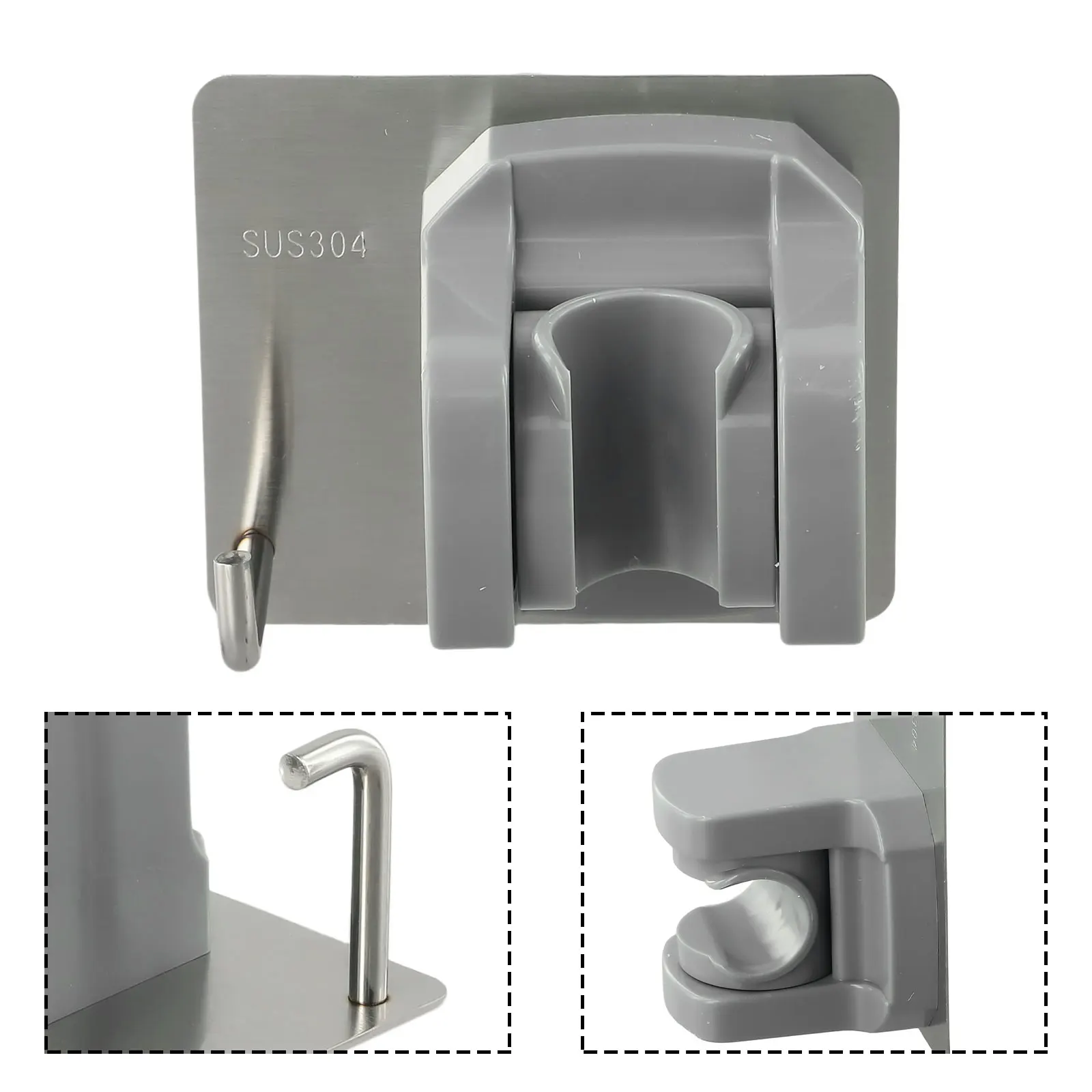 

Strong and Sturdy Shower Head Holder Nodrill Installation Adjustable Angle Stainless Steel for Handheld Shower Heads