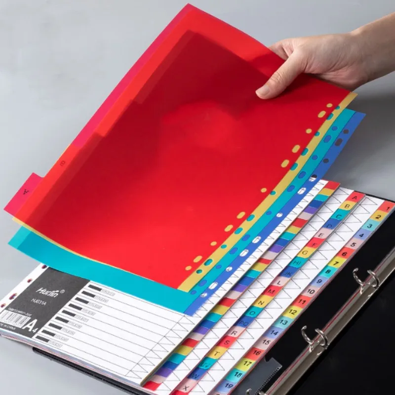 A4 Plastic Binder Index Dividers Classification Paging Separation Color Paper Print 10/12/21 Pages File Folder Accessories notebook binder divider