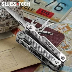 SWISS TECH 15 in 1 Multitool Folding Pliers Pocket Scissors Saw Multifunctional EDC Tool Camping Outdoor Hiking