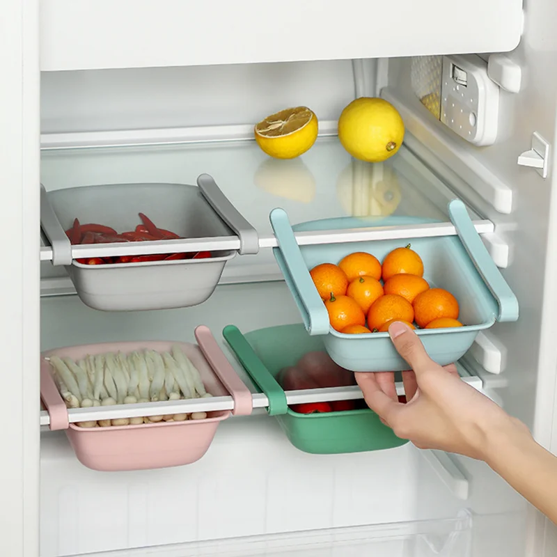 

Adjustable Stretchable Fridge Organizer Storage Basket Refrigerator Pull-Out Drawer Fresh Layer Storage Rack Kitchen Container