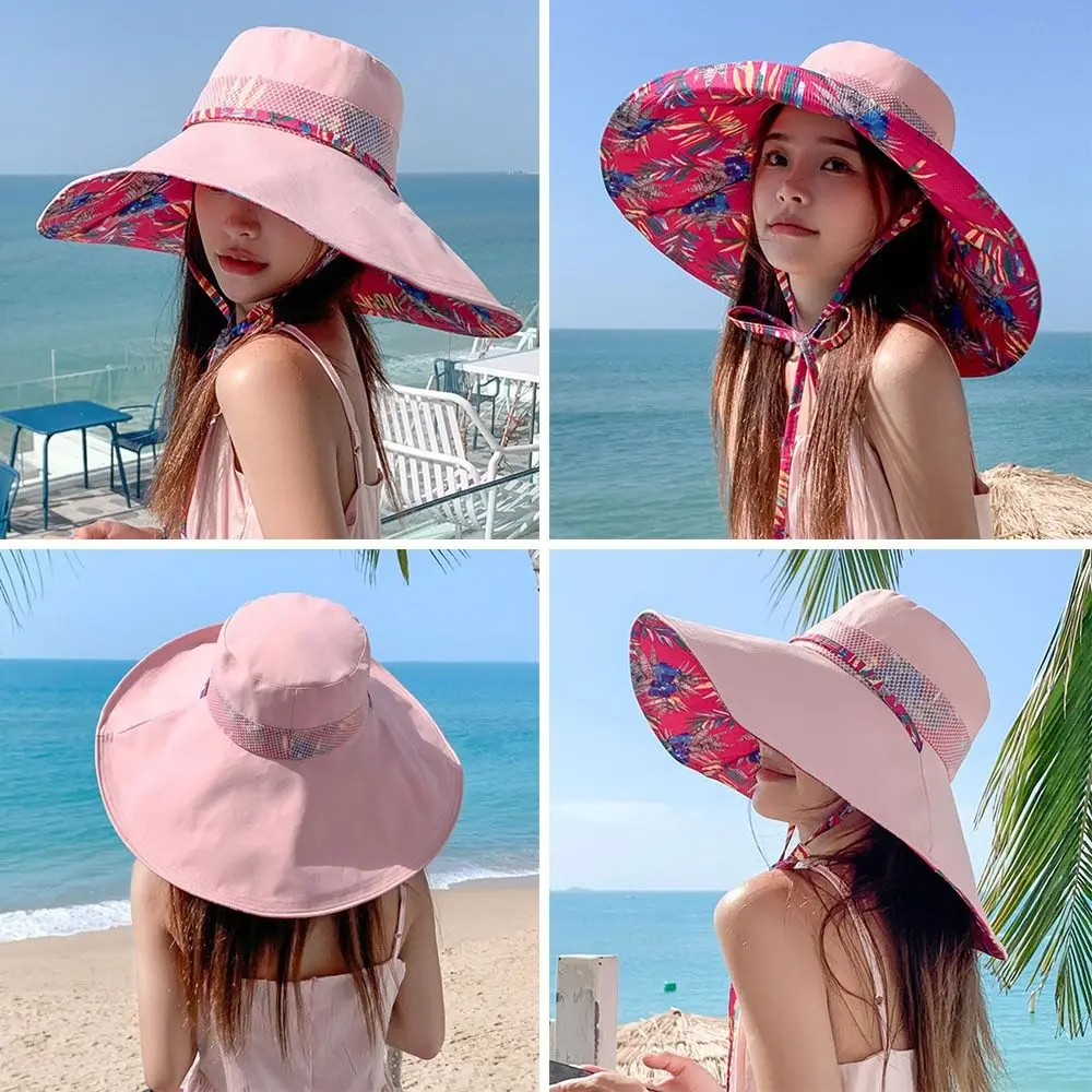 

UV Protection Bucket Hat Summer Portable Wide Brim Sunshade Hat Outdoor Foldable Sun Cap