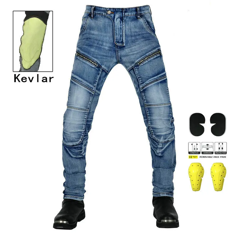 

New Four Seasons Men Motorcycle Pants Cotton Kevlar Inside Moto Protection Motocross Jeans Rodilleras Motocross Pants Breathable