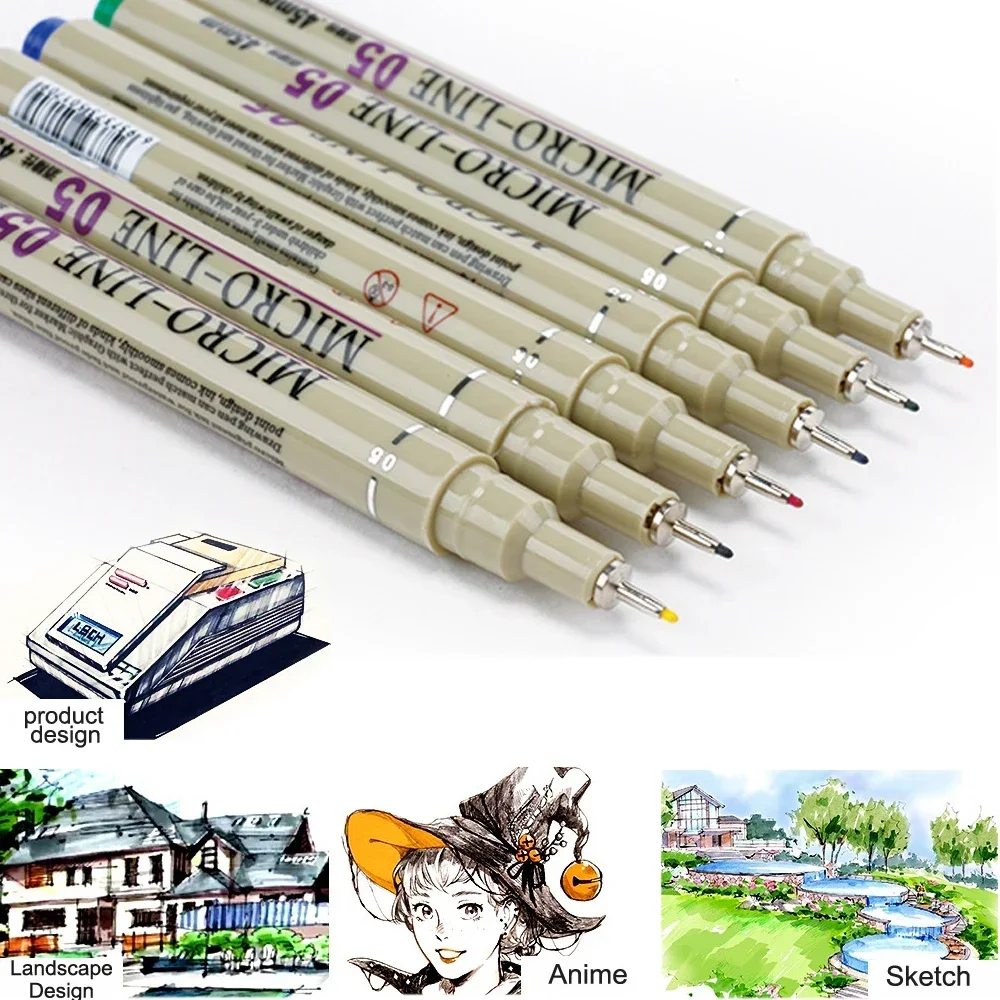 Set 24 Penne A Punta Fine 0.45mm - Multiliner Per Disegno Tecnico, Schizzi, Manga E Ufficio, Colori Vivaci