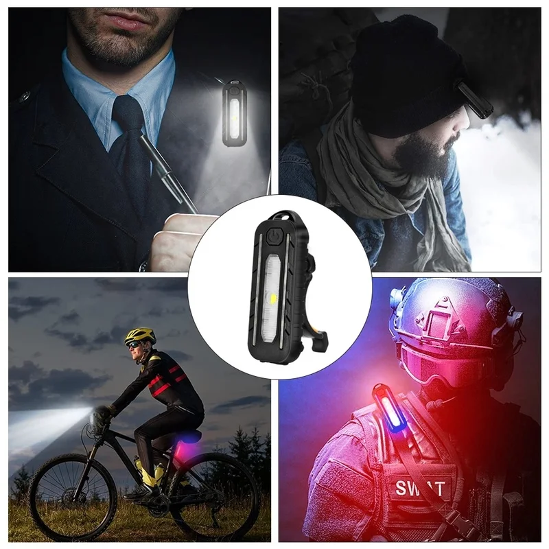 Lampe de travail stroboscopique à clip de poitrine clignotant LED, lampe de  poche à iode, lampe d'extérieur, rouge, bleu, aste par USB, police de la  circulation, initiée - AliExpress