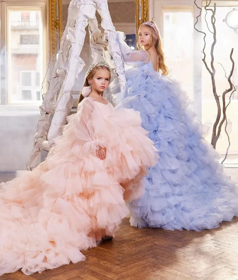 

Pink Girl Princess Dress Puffy Sleeves Flower Girl Dresses Cute Girl Birthday Dress Wedding Party Dress Baby Dress