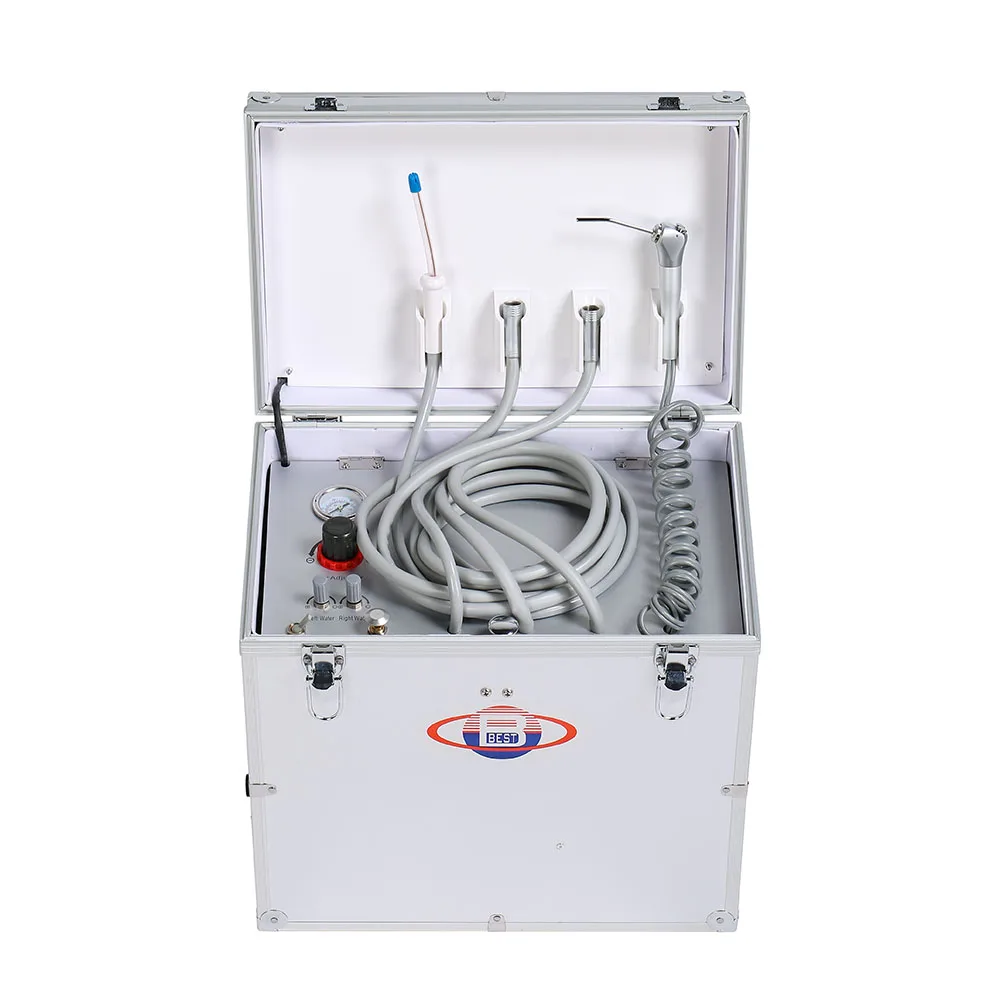 

Portable Dental Unit with Oilless Air Compressor with Three Way Syringe Oilless Air Compressor Water bottle Suction System