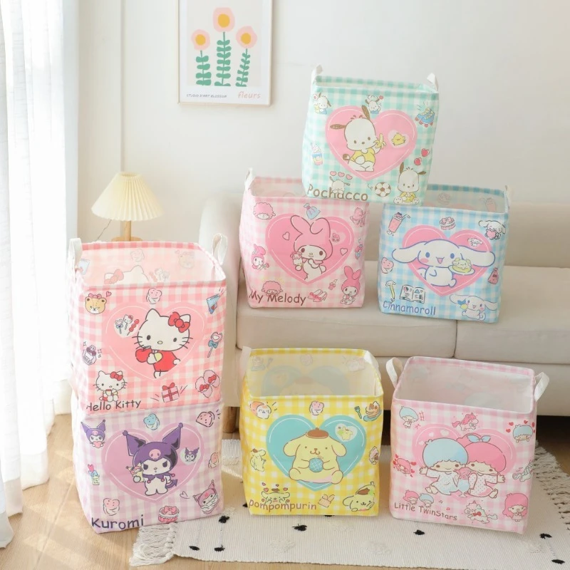 

Cartoon Cotton and Linen Foldable Laundry Basket Lovely Fabric Basket Dormitory Family Storage Basket Small Toy Storage Box