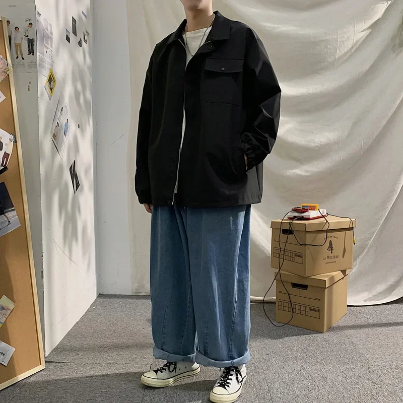 남성용 홍콩 스타일 루즈핏 재킷, 한국 트렌디 조끼, 상의, 학생 작업복, 가디건, 용수철 가을 시즌