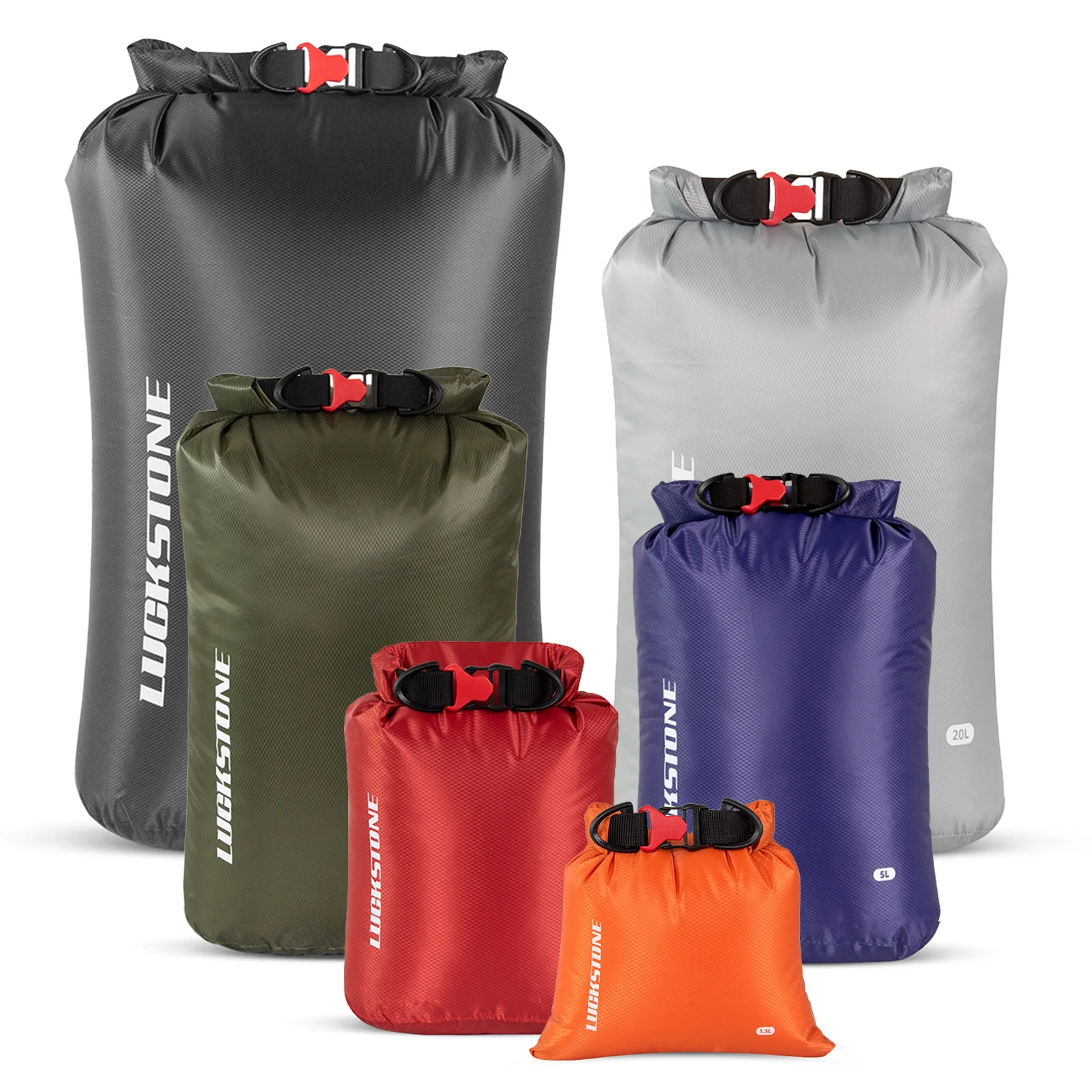 6PCS Waterproof Dry Bag Set Dry Gear Storage Sack Drybag for Outdoor Camping Backpacking Kayaking Boating and Travel Drybag