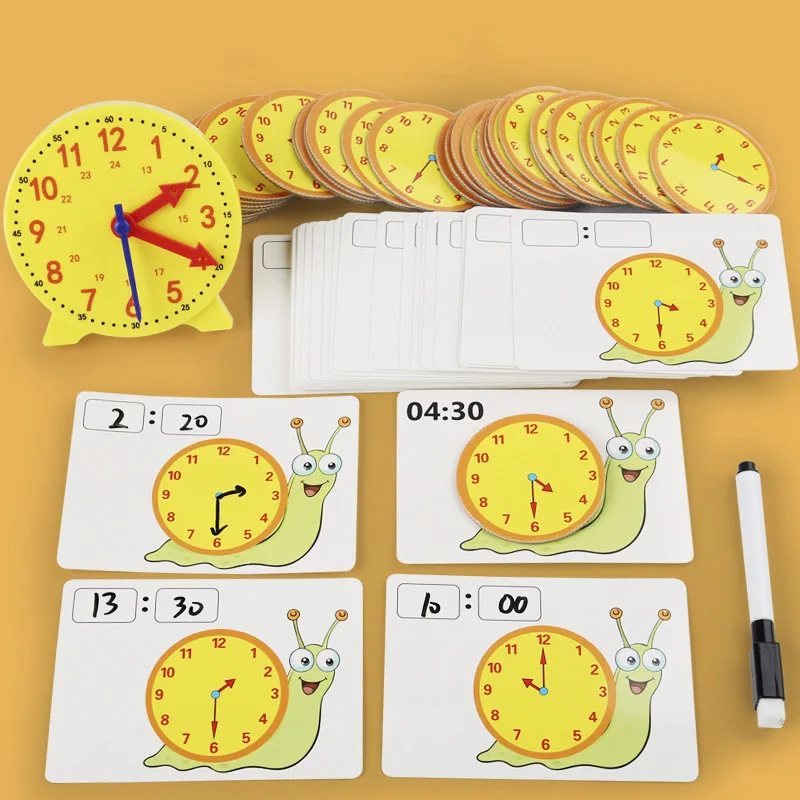 Children Montessori Clock Educational Toys Hour Minute Second Cognition Matching Puzzle Toys Kids Early Preschool Teaching Aid 2