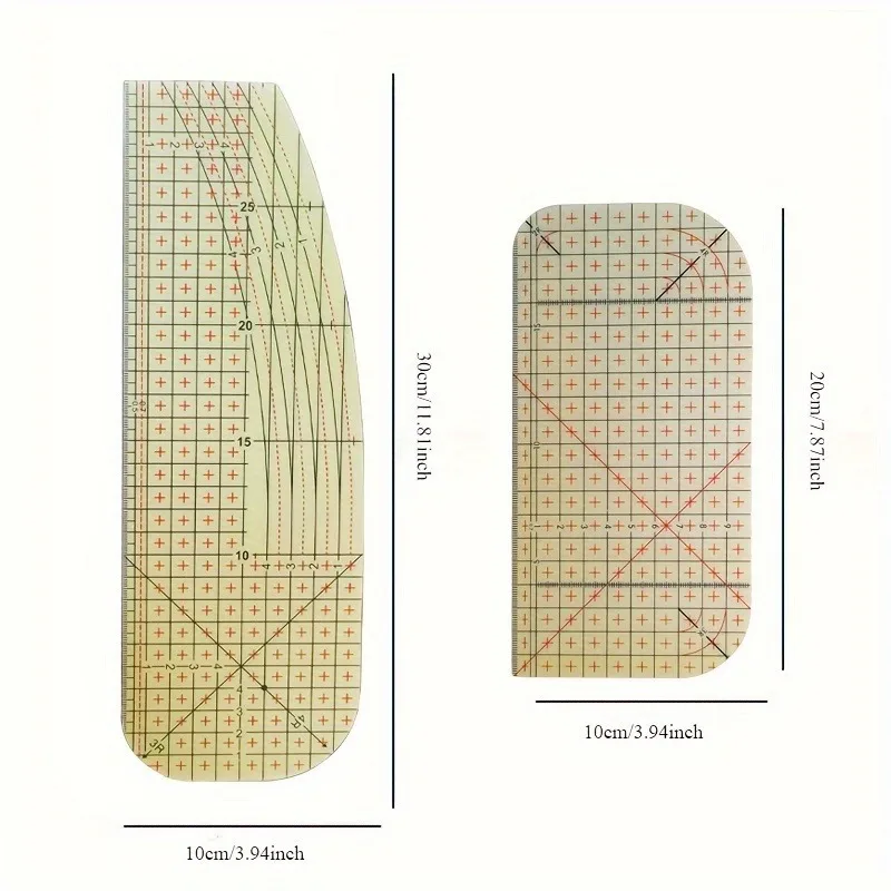 2pcs Hot Ironing Ruler Set for Sewing, Patchwork Measuring & Tailoring - Heat Resistant Craft DIY Tools for Quilting