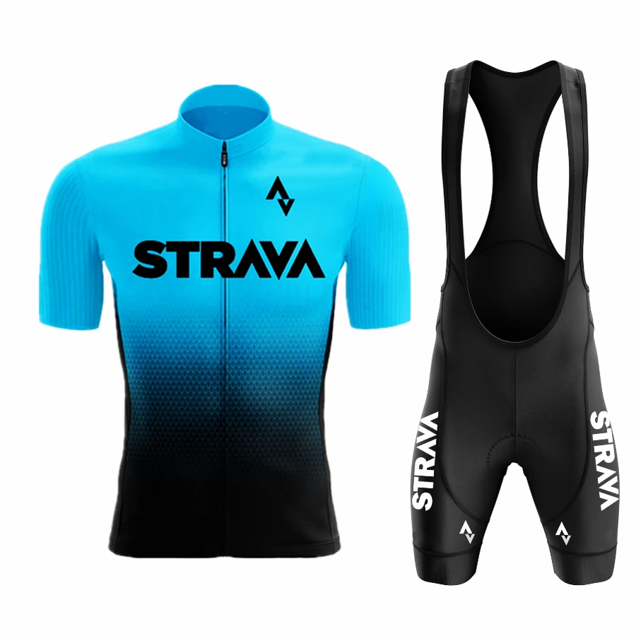 Strava-사이클링 의류 정장, 프로 자전거 팀 짧은 소매, 남성 사이클링 저지 세트, 여름 통기성, 2023