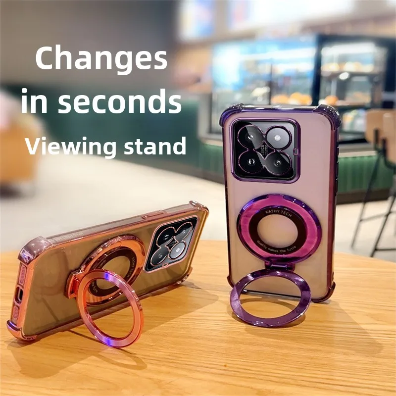 Magnetic Plating Transparent Phone Case with Stand