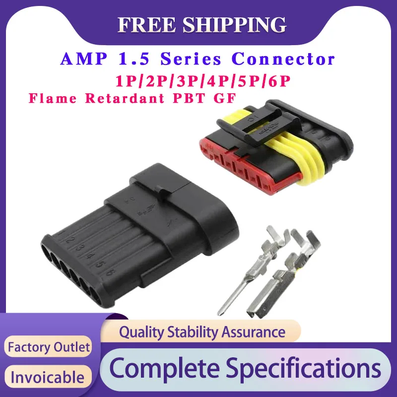 

20/50/100 Sets AMP 1.5 Series Connector 1P/2P/3P/4P/5P/6P Male Female Mating Waterproof Connector DJ7021 Automotive connector