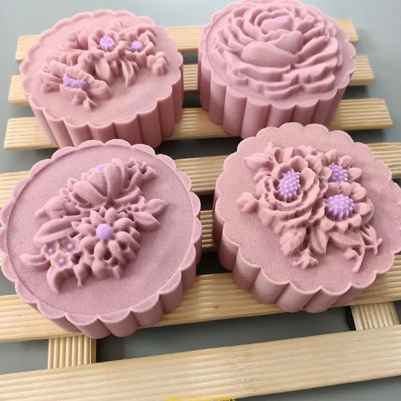 

Plastic Mooncake Mold 100g Flower Stamp Biscuit Cookie Cutter Mould DIY Fondant Baking Tool Mid-Autumn Festival