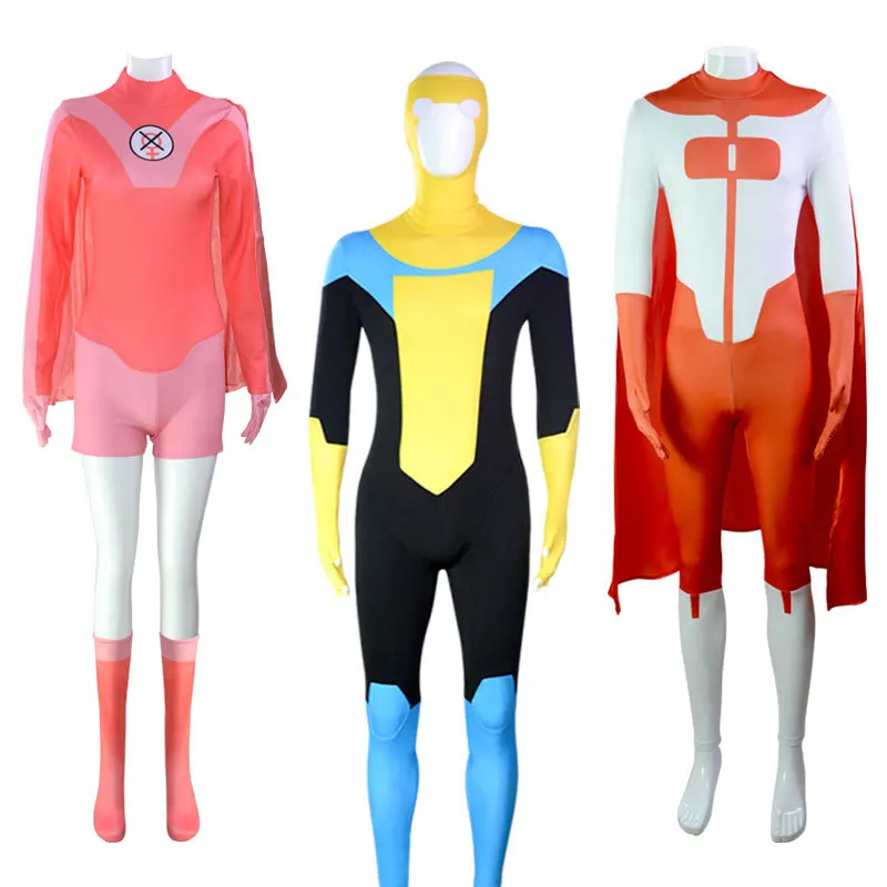 Invincible Mark Grayson Bodysuit with Cape Cosplay Costume for Men (Unofficial)
