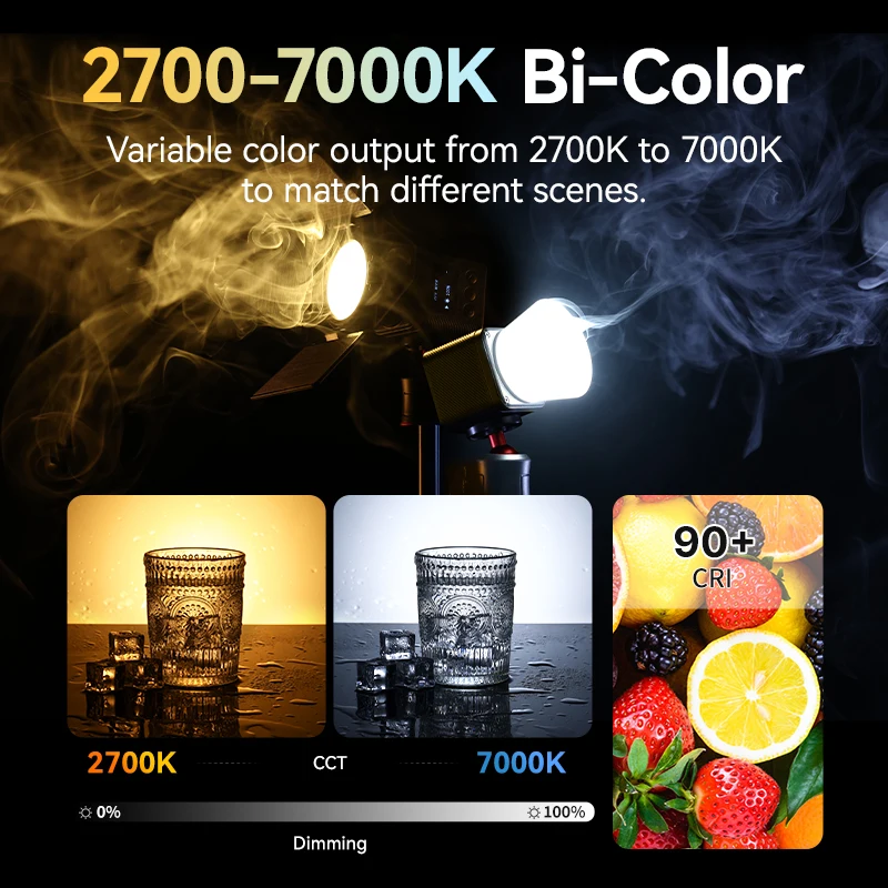 Ulanzi L3 RGB Video Light 2700-7000K CCT Bi-Color COB Video Lamp with Barndoor Snoot for Photography Camera Phone Accessories