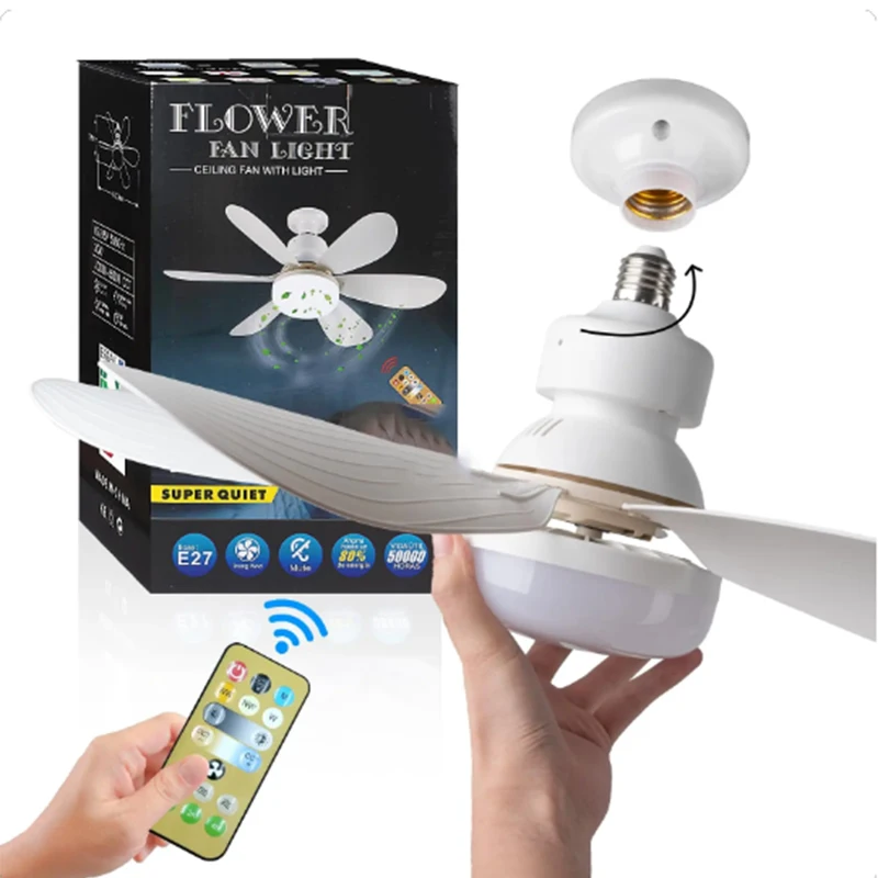 

LED Lights 40W Ceiling Fan Light E27 With Remote Control For Dimming, Living Room, Study, Household Use Light fixture