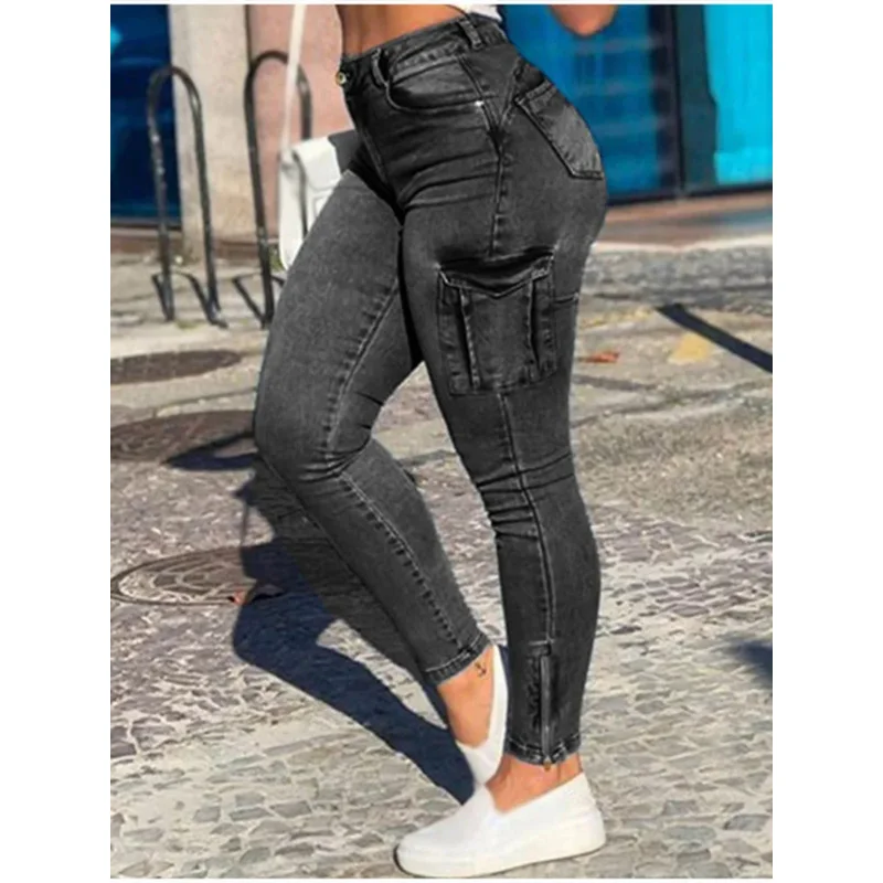 

Women 90s Y2K Patchwork Wide Leg Mom Jeans Vintage Mopping Pants Casual Streetwear Boyfriend Denim Jeans Big Pocket Cargo Pants