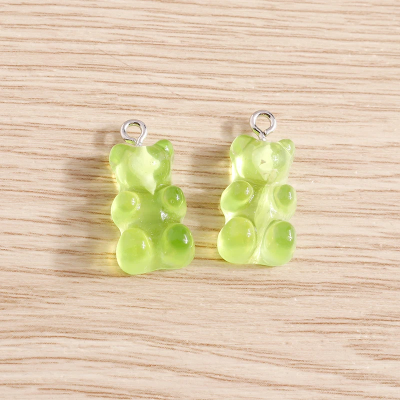 Tusember 10 Stück süße glänzende bunte Harz Gummibärchen Charms Anhänger für Schmuck Halskette DIY Armband Ohrringe Zubehör Handwerk – Detail 23