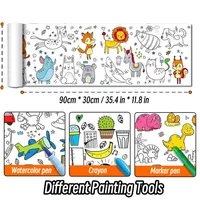 90cm Animal Children's Drawing Roll DIY Coloring Paper Roll Color Filling Graffiti Paper-cut for Kids Painting Educational Toys 2