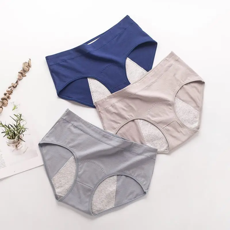 Women\'s mid-rise menstrual briefs Leakproof cotton briefs Breathable shorts XL-4XL Plus size waterproof underwear underwear for