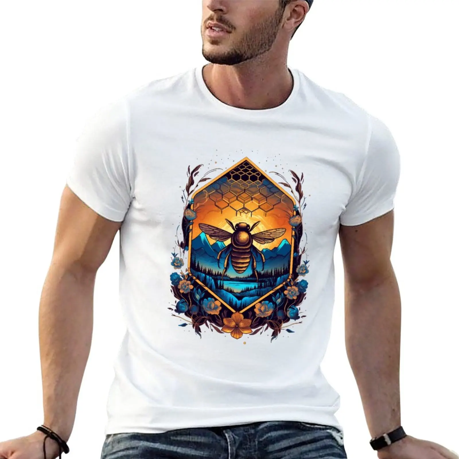 

New Nature's Paintbrush - Floral Symphony with Bees T-Shirt summer top funny t shirts mens graphic t-shirts