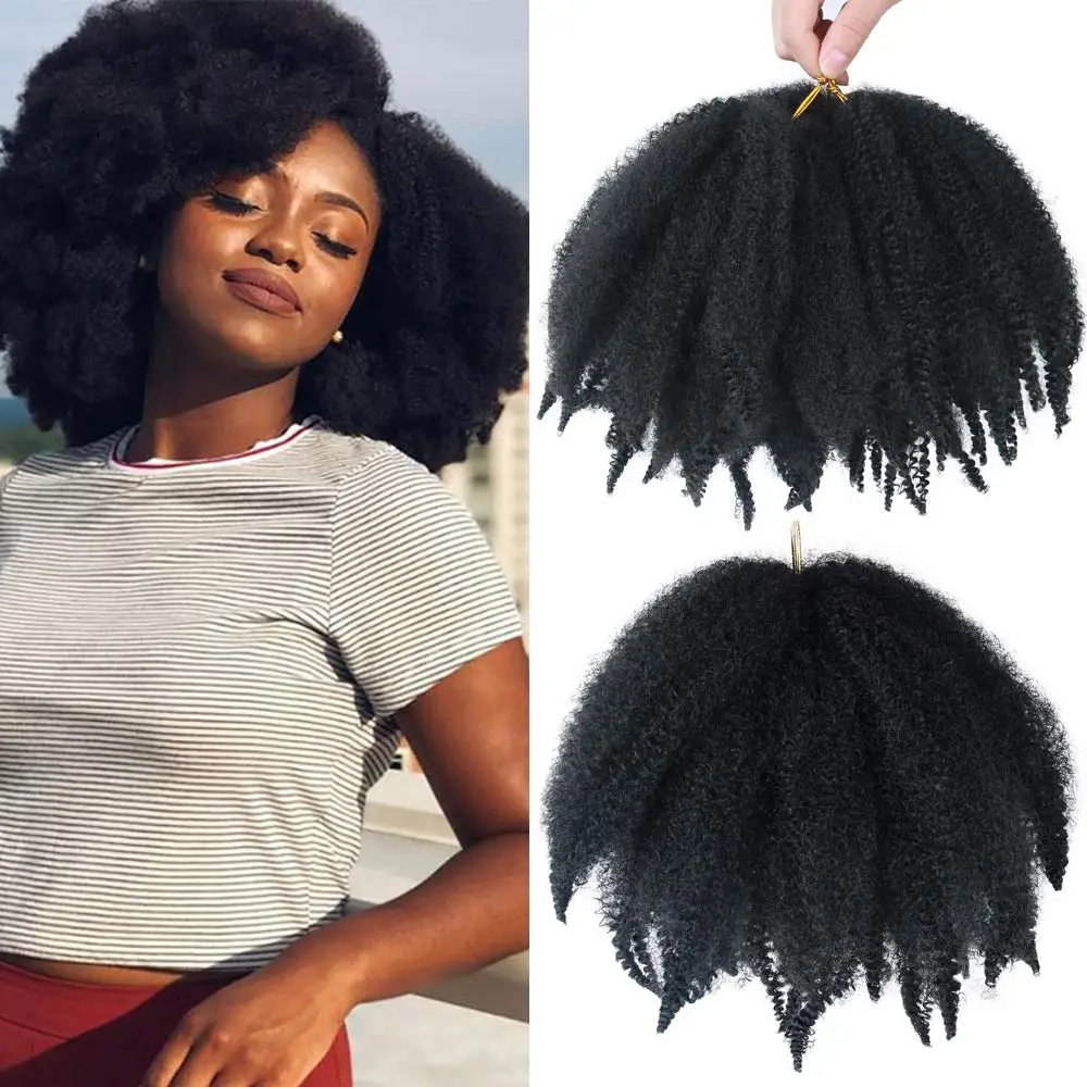 8 Inch Marley Hair Short Afro Kinky Twist Hair Curly Crochet Hair for Marley Braids Synthetic Kinky Hair Extensions for Women