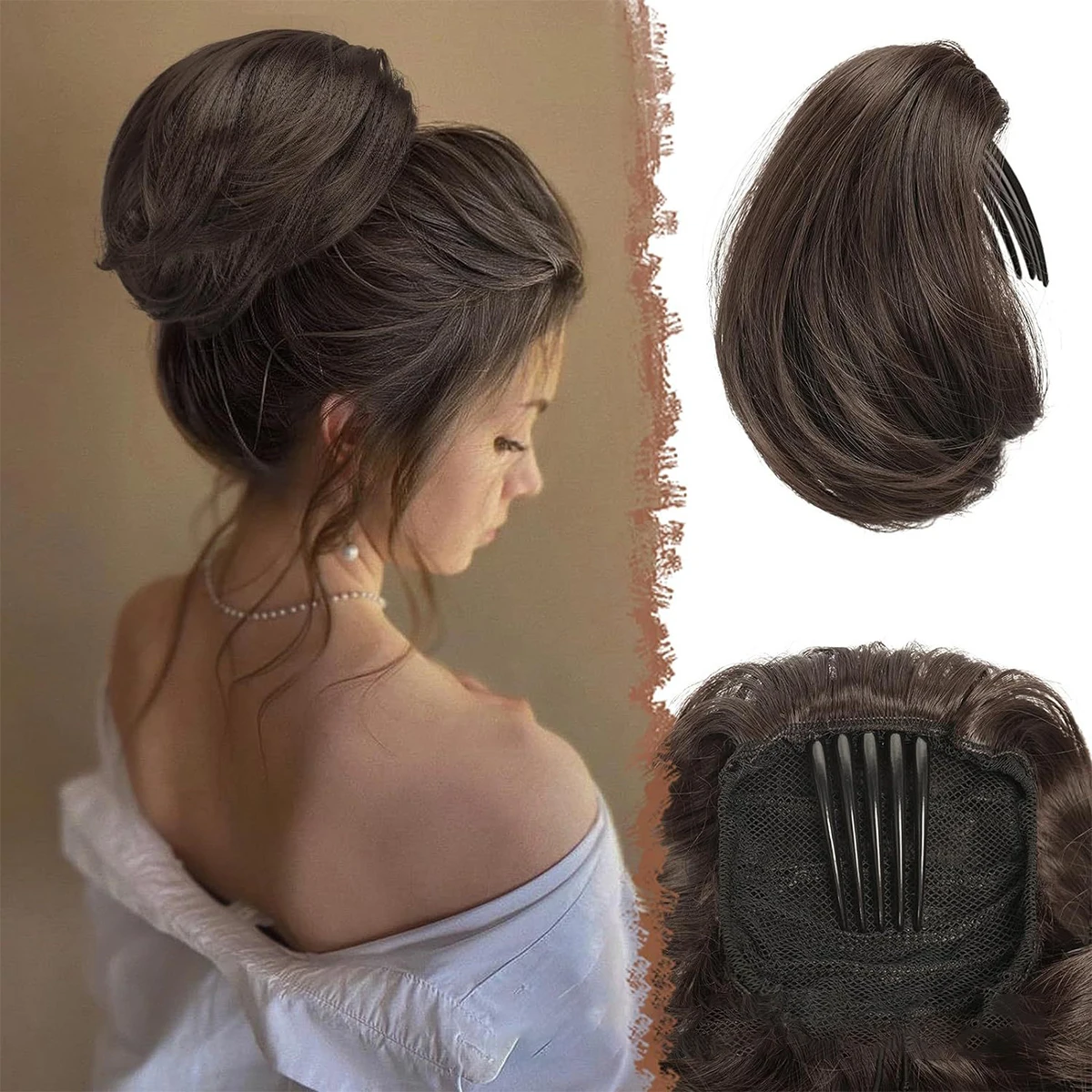 Natural Synthetic Grip Clip Ponytail Inner Buckle Clip On Woman's Ponytail Smooth Hair piece Short Roll clip in ponytail hair extension synthetic ponytail synthetic hair accessories clip in ponytail extensions
