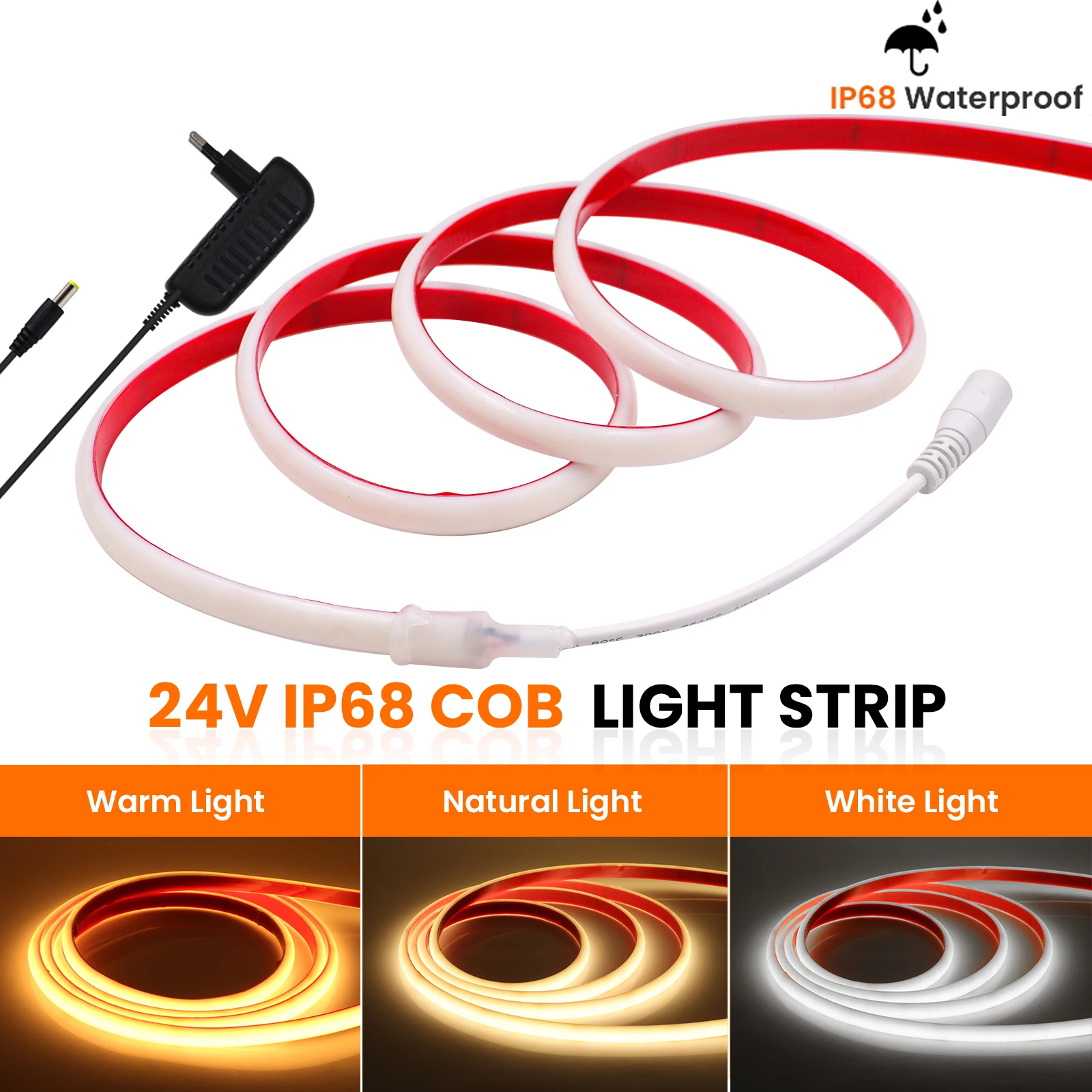 

Светодиодная лента, самоклеящаяся, IP68, COB, 320 светодиодов/м