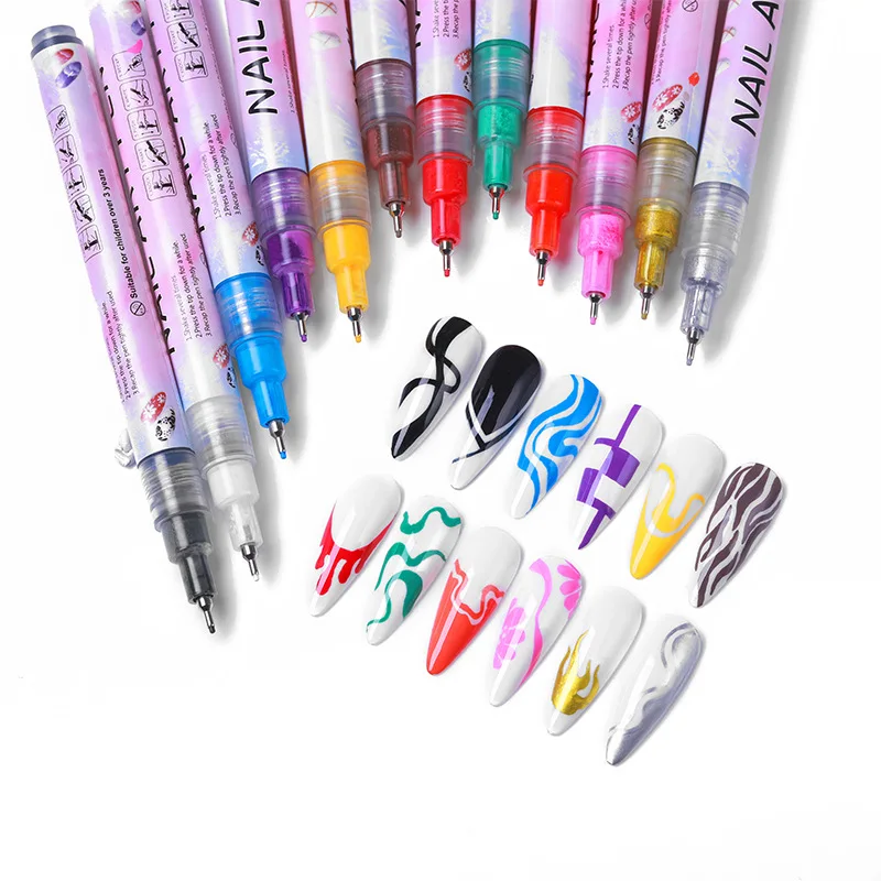 12PCS Nail Art Marker Pen Set