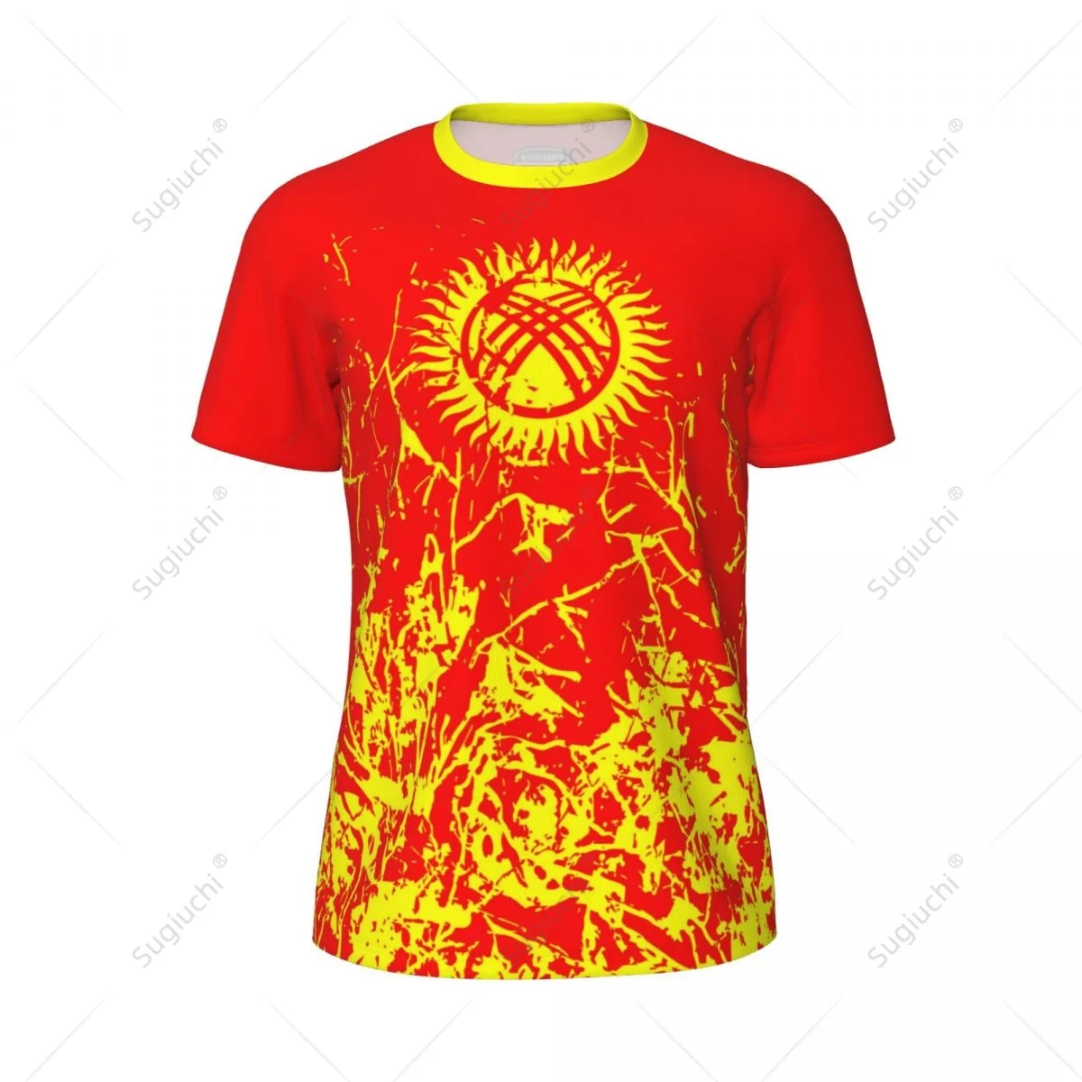 Exclusive design Kyrgyzstan Flag Grain 3D Printed Men For Running Bike Soccer Tennis Fitness Sports tshirt Mesh Short T-shirt