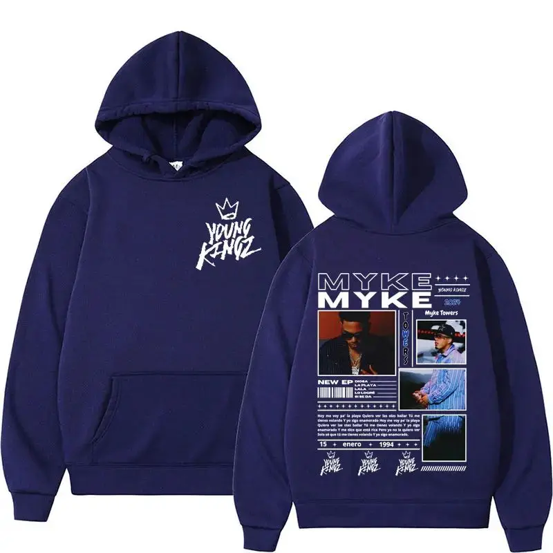 New Rapper Myke Towers Album Cover Graphic Sweatshirt  Vintage Hip Hop Hoodies Unisex Casual Fleece Pullovers Hoodie Streetwear 2