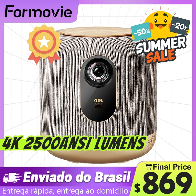 오리지널 Formovie Fengmi V10 4K LED 게이밍 프로젝터, 2500ANSI 루멘, MEMC HDR10 4 + 64G, 120Hz, 12ms 홈 시어터 휴대용 비머