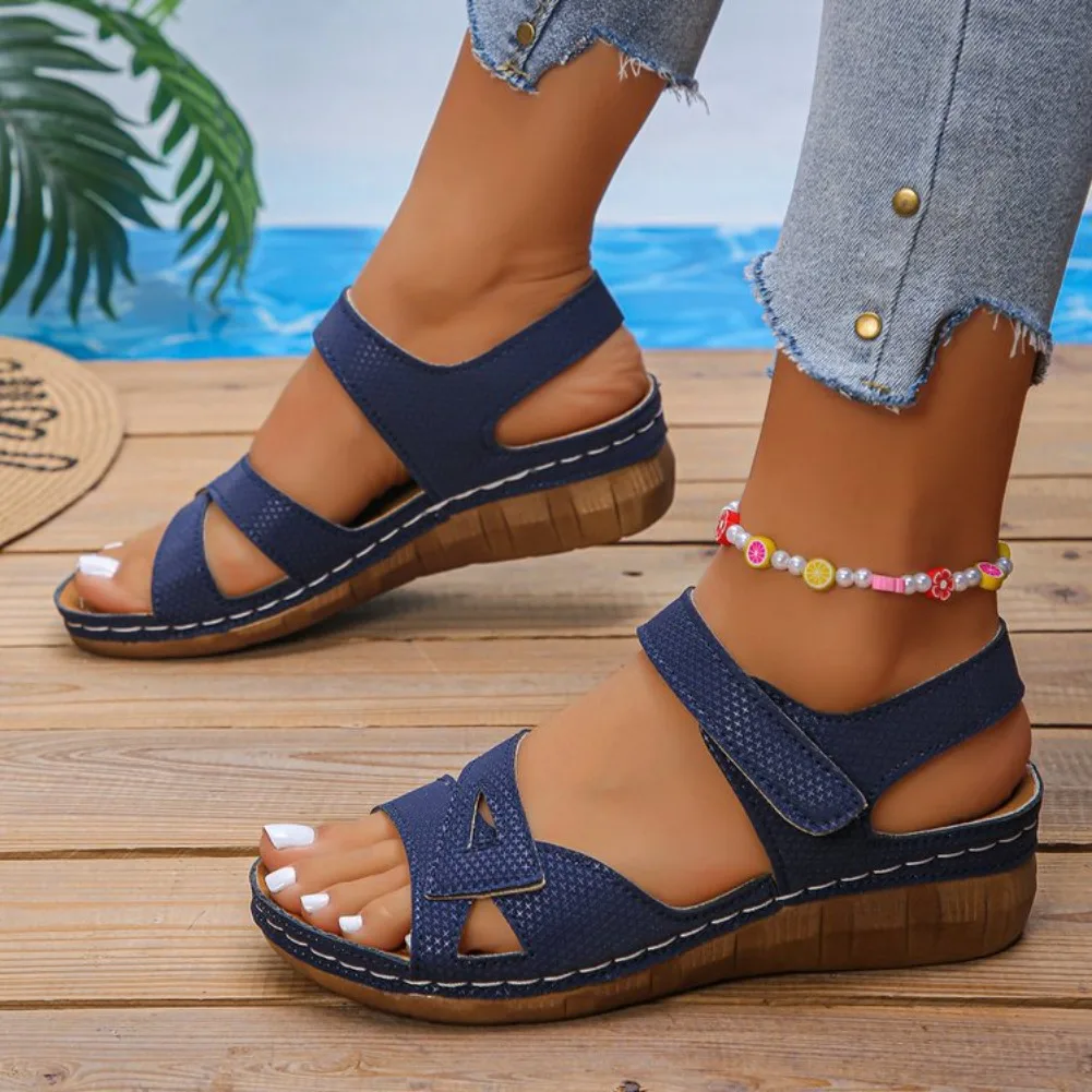 Women's Fashion Wedge Sandals Lightweight Ankle Strap Platform Sandals Plus Size 43 Summer Non Slip Beach Shoes Sandalias Mujer